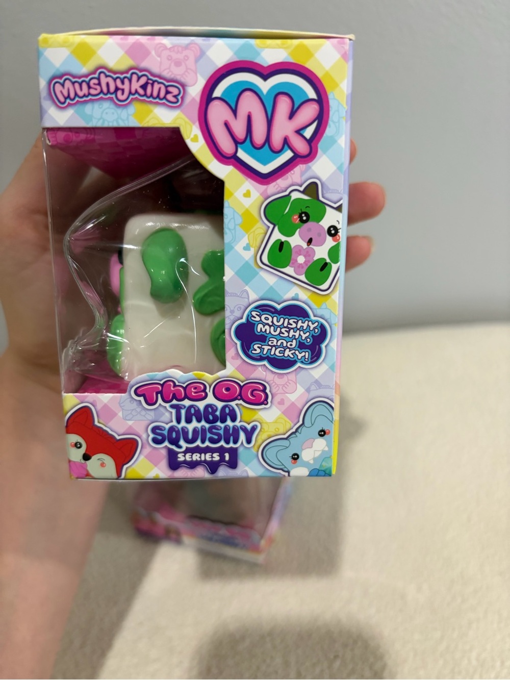 The OG Taba Squishy Kids Toy - Brown Bear with Chocolate and White/Green Cow - Picture 4 of 7